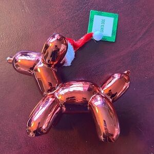 Red Balloon Dog with Santa Hat Santa Dog Red Chrome Bookshelf Desk Decor 5 x 8